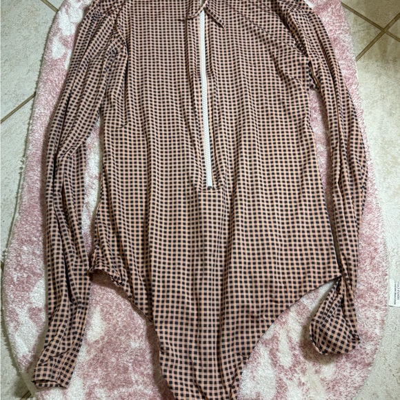 Maia Tops - Plaid Long Sleeve Bodysuit